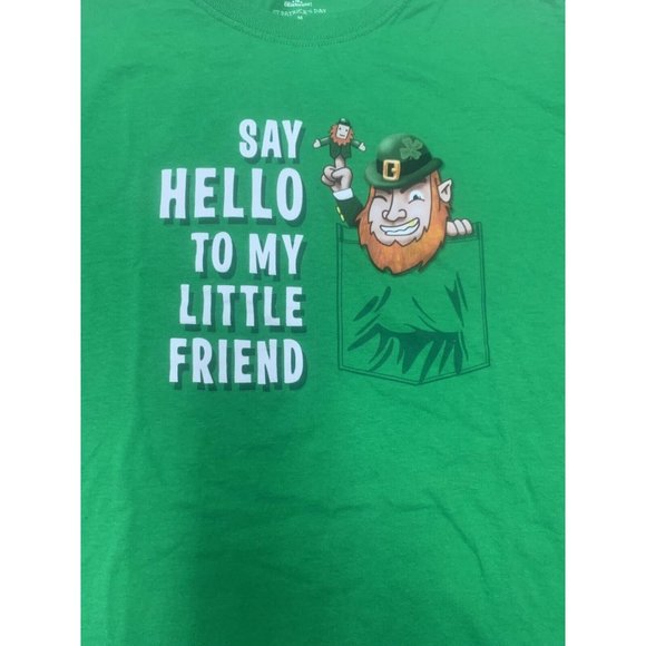St Patrick's Day Mens T-shirt Size M 38 40 Green Leprechaun Graphic Tee - Picture 2 of 4